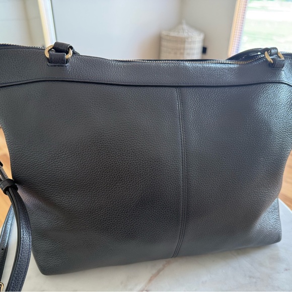 Coach Navy Leather Tote Bag - Picture 6 of 15